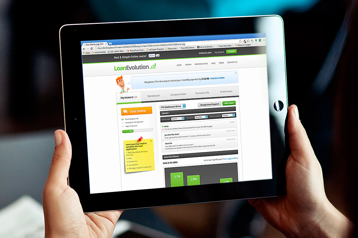 Loan Evolution Webdesign for Tablet Device